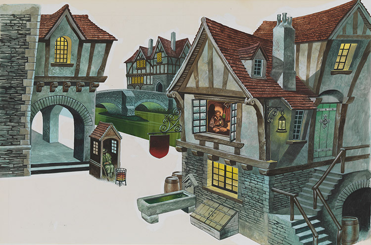 The Andersen Collection: Nighttime in Town (Original) by The Happy Prince (Ron Embleton) at The Illustration Art Gallery