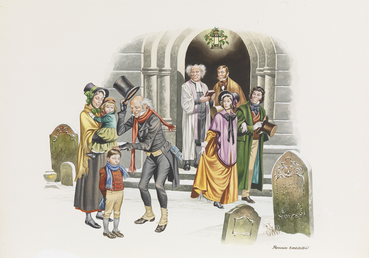 A Christmas Carol: After the Church Service (Original) (Signed) art by Charles Dickens (Ron Embleton) at The Illustration Art Gallery