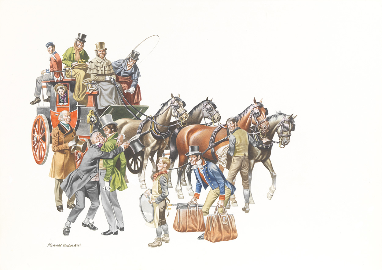 Nicholas Nickleby - Everyone On Board! (Original) (Signed) art by Charles Dickens (Ron Embleton) at The Illustration Art Gallery