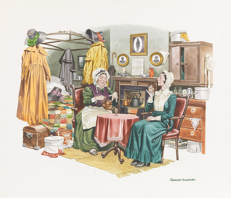 Martin Chuzzlewit - Taking Tea (Original) (Signed) by Charles Dickens (Ron Embleton) at The Illustration Art Gallery