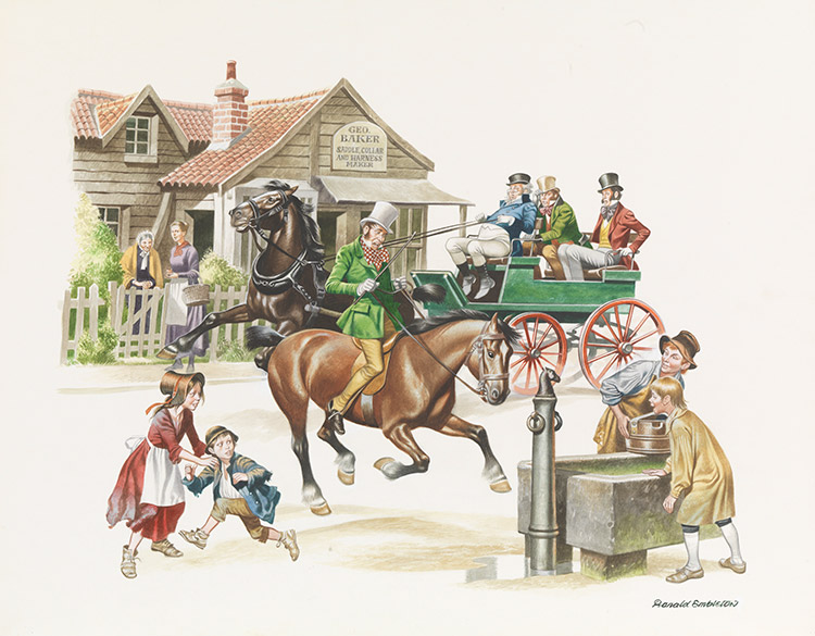 Pickwick Papers - Horsemen (Original) (Signed) by Charles Dickens (Ron Embleton) at The Illustration Art Gallery