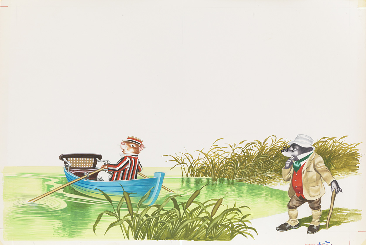 The Wind in the Willows - Ratty and Mole on the Water (Original) art by Wind in the Willows (Ron Embleton) at The Illustration Art Gallery