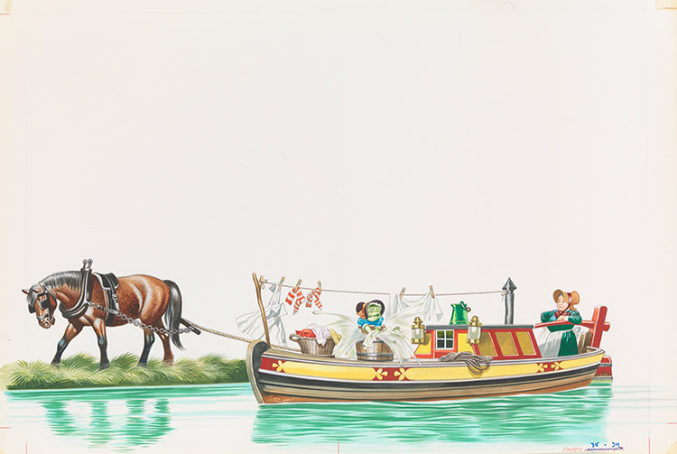 The Wind in the Willows - The River Barge (Original) by Wind in the Willows (Ron Embleton) at The Illustration Art Gallery
