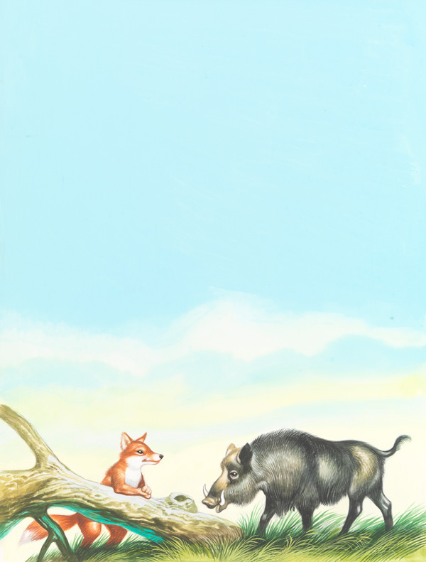 The Wild Boar and the Fox (Original) by Aesop's Fables (Ron Embleton) at The Illustration Art Gallery