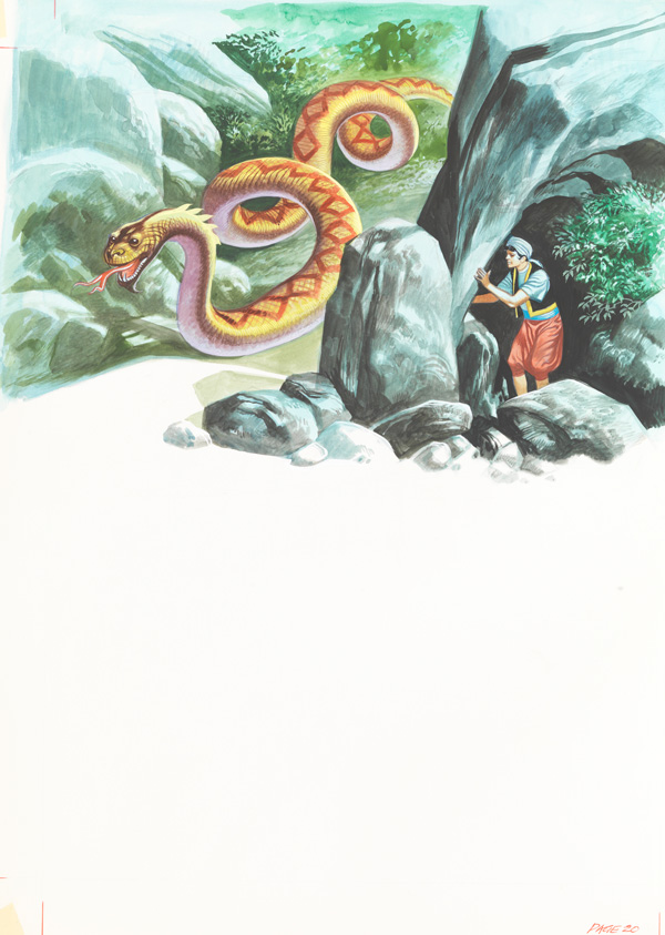 Sinbad the Sailor - Hiding from the Serpent (Original) by Sinbad the Sailor (Ron Embleton) at The Illustration Art Gallery
