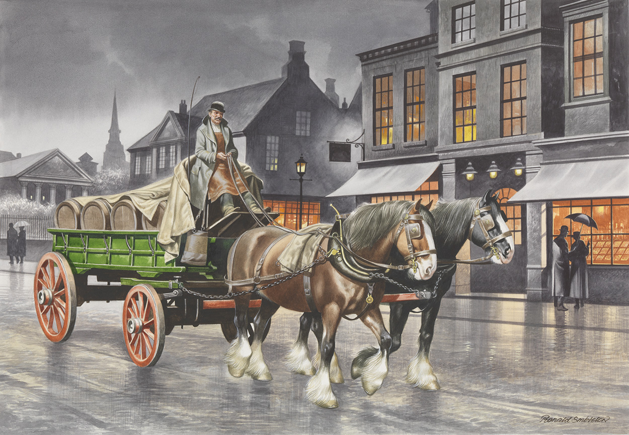 Horse Drawn Vehicle Series - The Brewers Dray (Original) (Signed) art by Horse Drawn Vehicles (Ron Embleton) at The Illustration Art Gallery