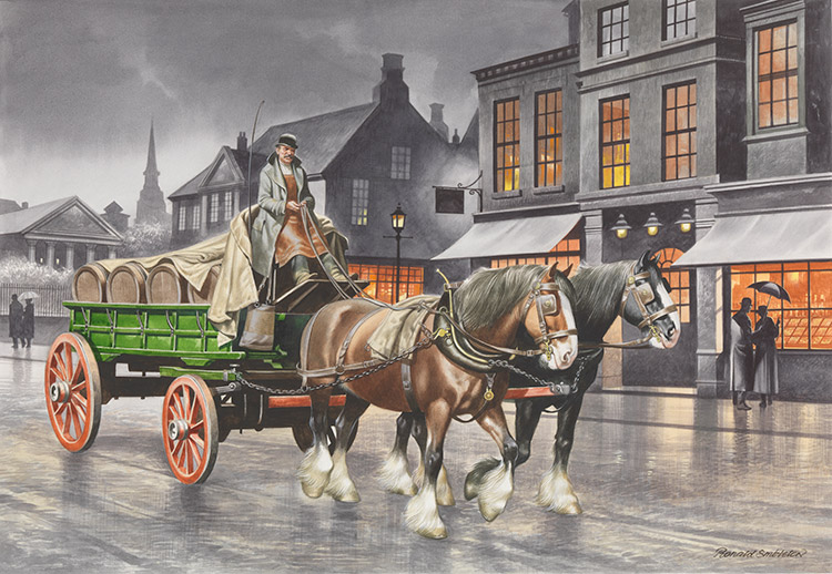 Horse Drawn Vehicle Series - The Brewers Dray (Original) (Signed) by Horse Drawn Vehicles (Ron Embleton) at The Illustration Art Gallery