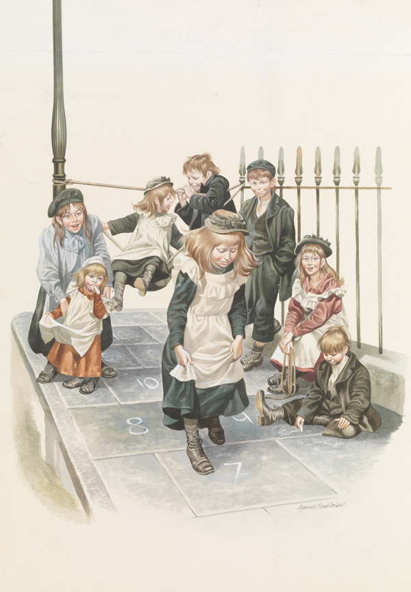 Hopscotch (Original) (Signed) by Victorian and Edwardian Britain (Ron Embleton) at The Illustration Art Gallery