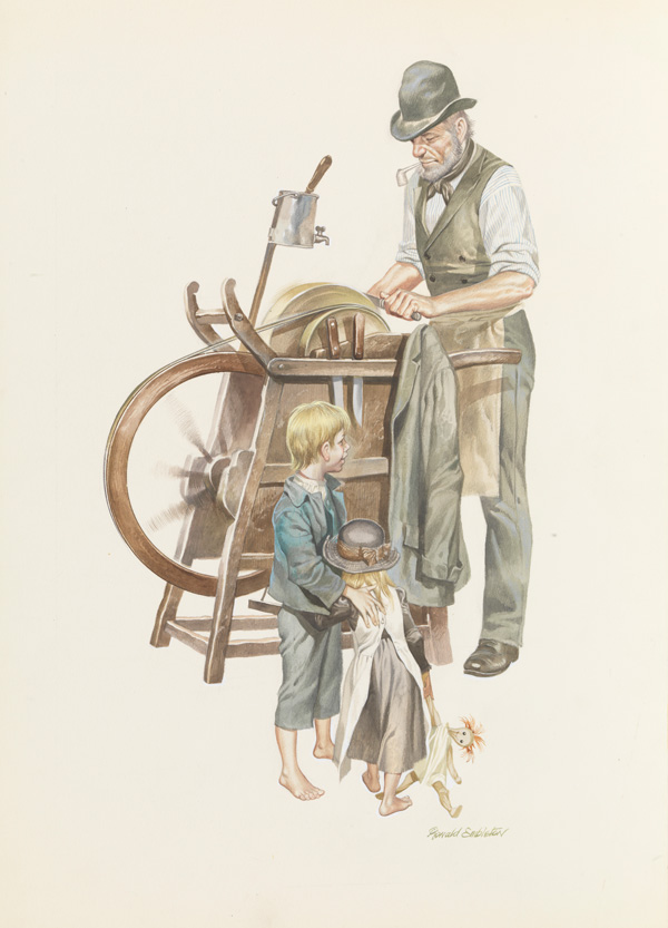 Knife Grinder (Original) (Signed) by Victorian and Edwardian Britain (Ron Embleton) at The Illustration Art Gallery