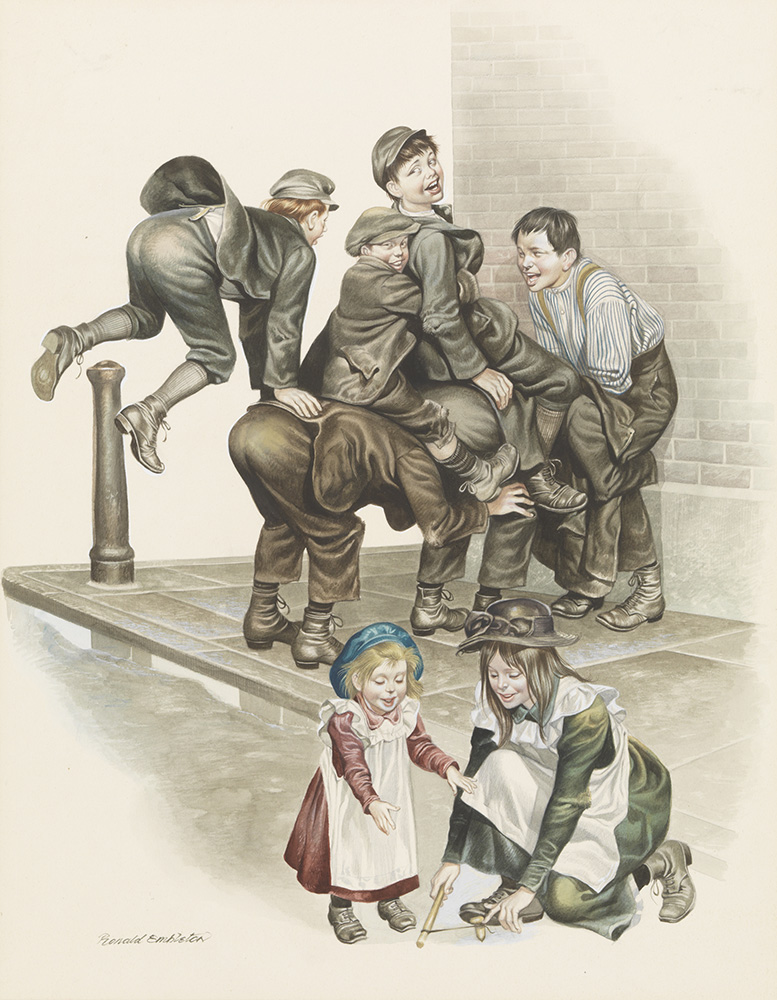 Street Game (Original) (Signed) art by Victorian and Edwardian Britain (Ron Embleton) at The Illustration Art Gallery