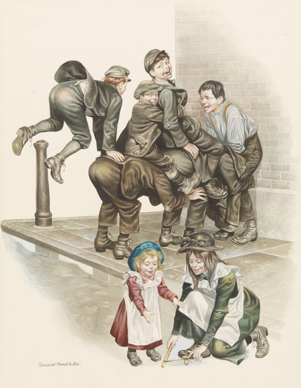 Street Game (Original) (Signed) by Victorian and Edwardian Britain (Ron Embleton) at The Illustration Art Gallery