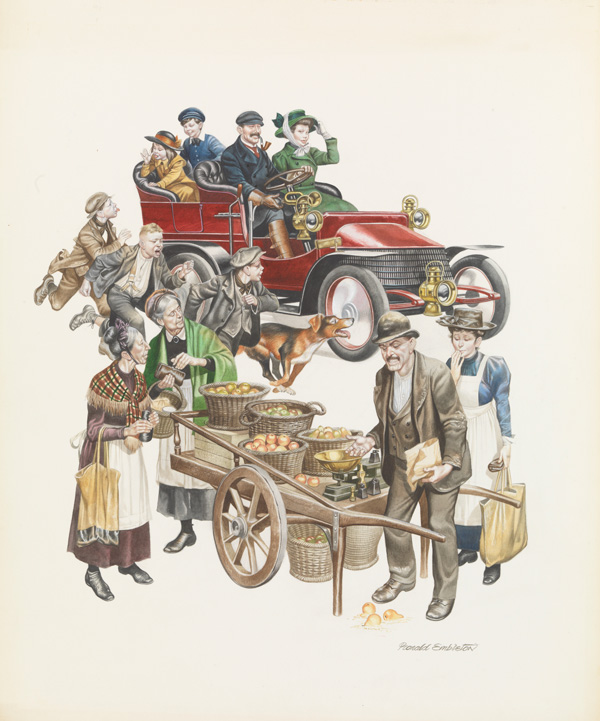Greengrocer (Original) (Signed) by Victorian and Edwardian Britain (Ron Embleton) at The Illustration Art Gallery