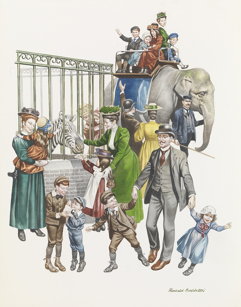 Day at the Zoo (Original) (Signed) art by Victorian and Edwardian Britain (Ron Embleton) at The Illustration Art Gallery