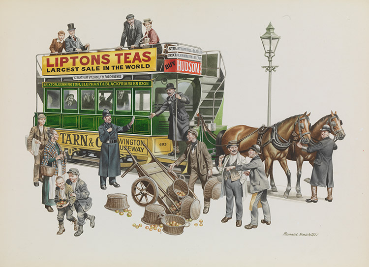 Horse Drawn Vehicle Series - Omnibus (Original) (Signed) by Horse Drawn Vehicles (Ron Embleton) at The Illustration Art Gallery