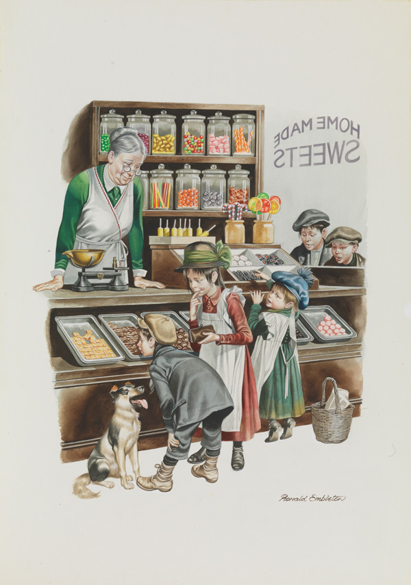 Sweet Shop (Original) (Signed) by Victorian and Edwardian Britain (Ron Embleton) at The Illustration Art Gallery