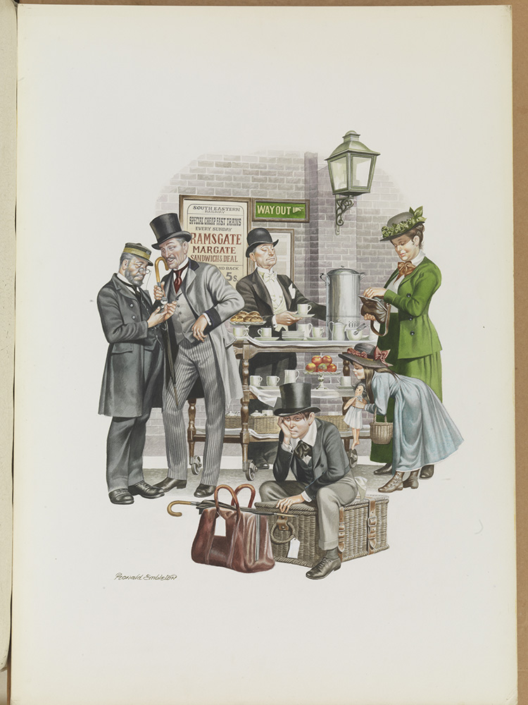 At the Station (Original) (Signed) art by Victorian and Edwardian Britain (Ron Embleton) at The Illustration Art Gallery