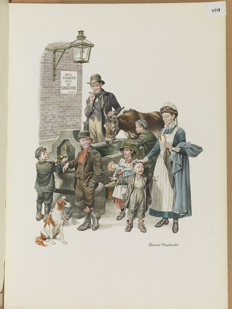 At the Water Trough (Original) (Signed) art by Victorian and Edwardian Britain (Ron Embleton) at The Illustration Art Gallery