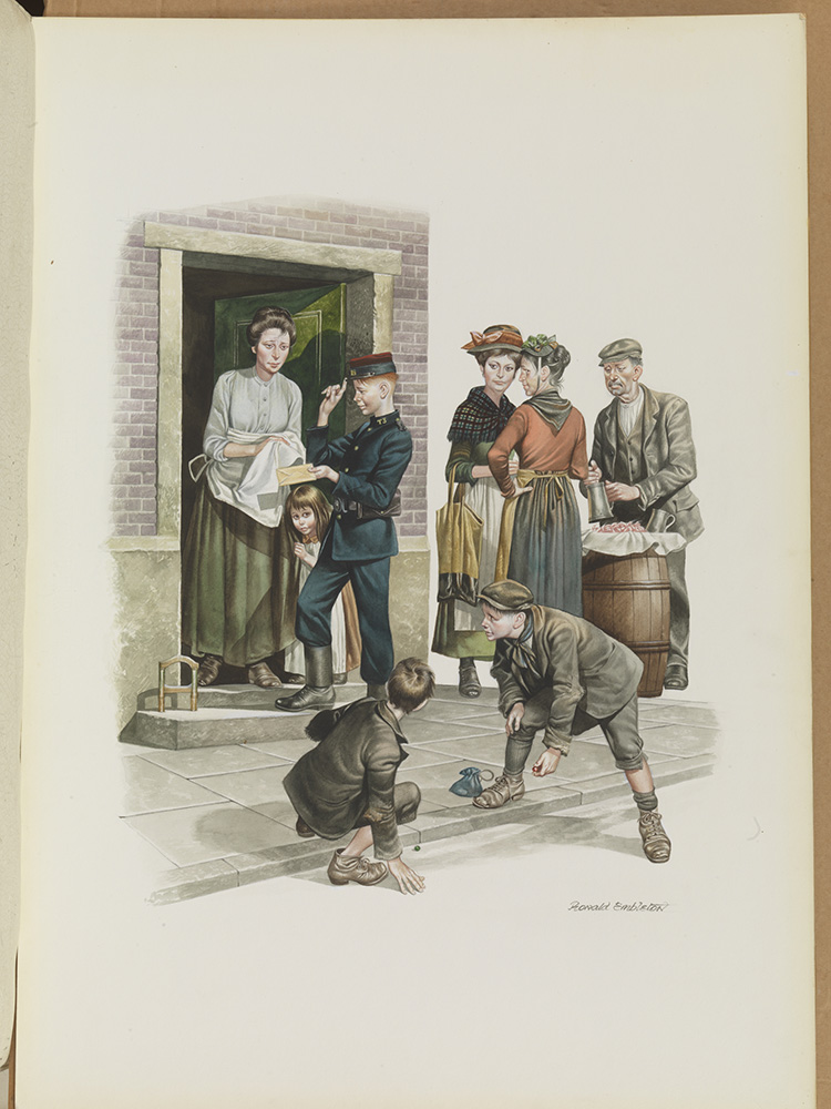 Sad News on a Street Corner (Original) (Signed) art by Victorian and Edwardian Britain (Ron Embleton) at The Illustration Art Gallery