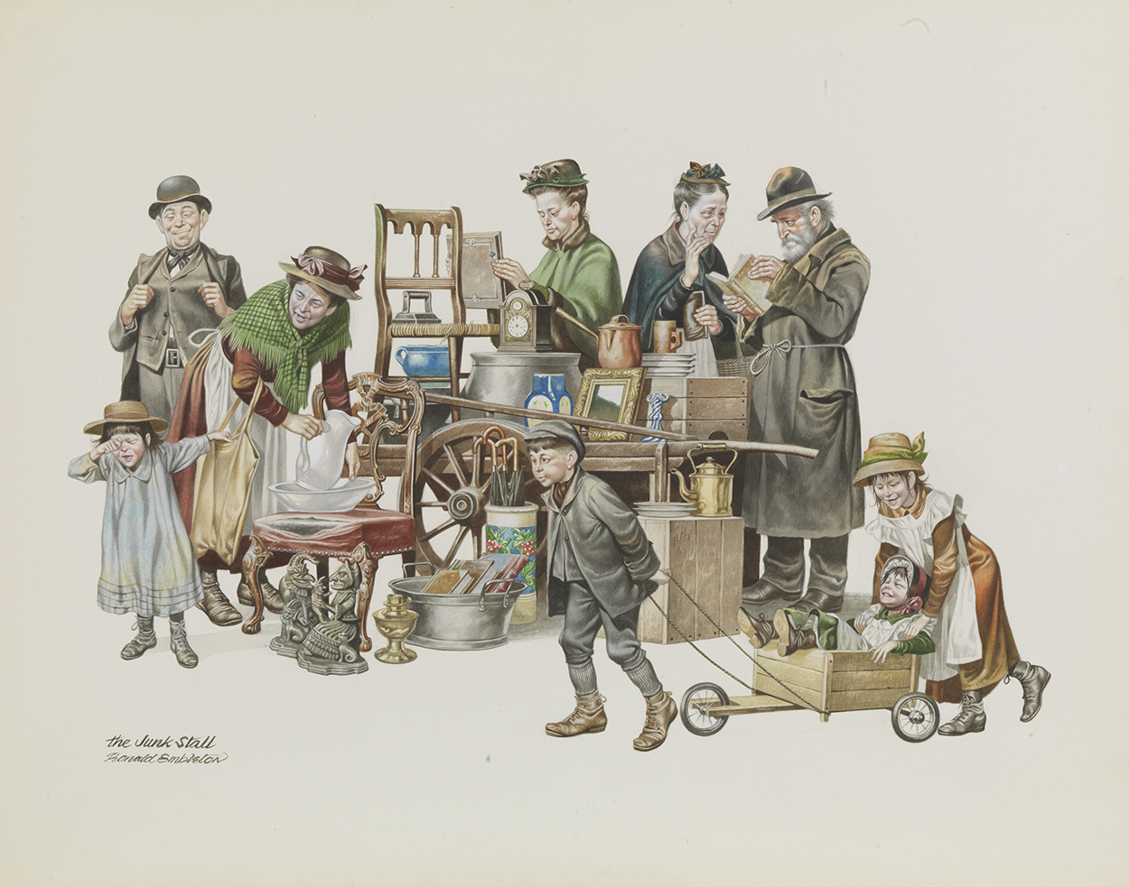 The Junk Stall (Original) (Signed) art by Victorian and Edwardian Britain (Ron Embleton) at The Illustration Art Gallery
