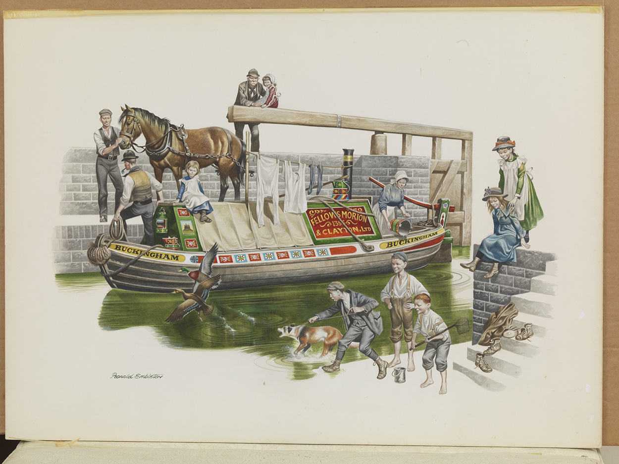 Horse Drawn Vehicle Series - The Horse Drawn Barge (Original) (Signed) art by Horse Drawn Vehicles (Ron Embleton) at The Illustration Art Gallery