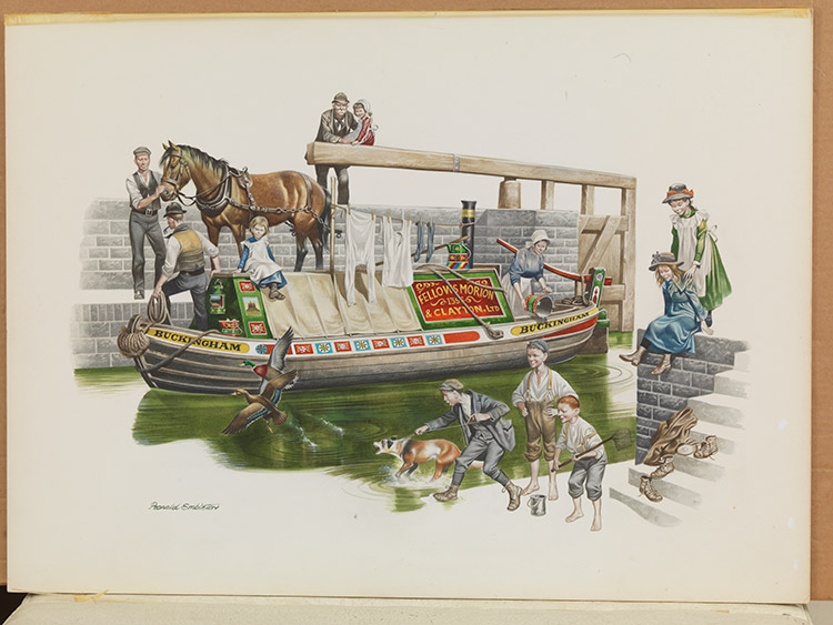 Horse Drawn Vehicle Series - The Horse Drawn Barge (Original) (Signed) by Horse Drawn Vehicles (Ron Embleton) at The Illustration Art Gallery