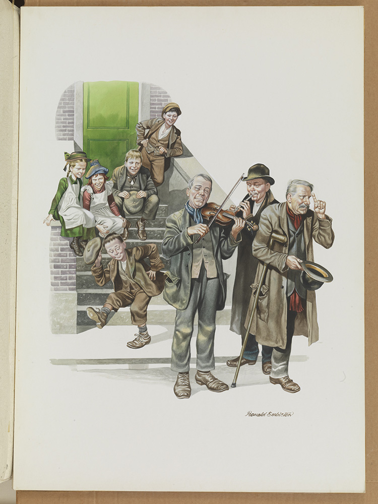 Street Musicians (Original) (Signed) art by Victorian and Edwardian Britain (Ron Embleton) at The Illustration Art Gallery