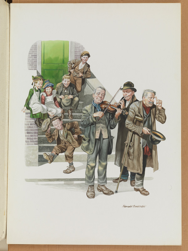 Street Musicians (Original) (Signed) by Victorian and Edwardian Britain (Ron Embleton) at The Illustration Art Gallery