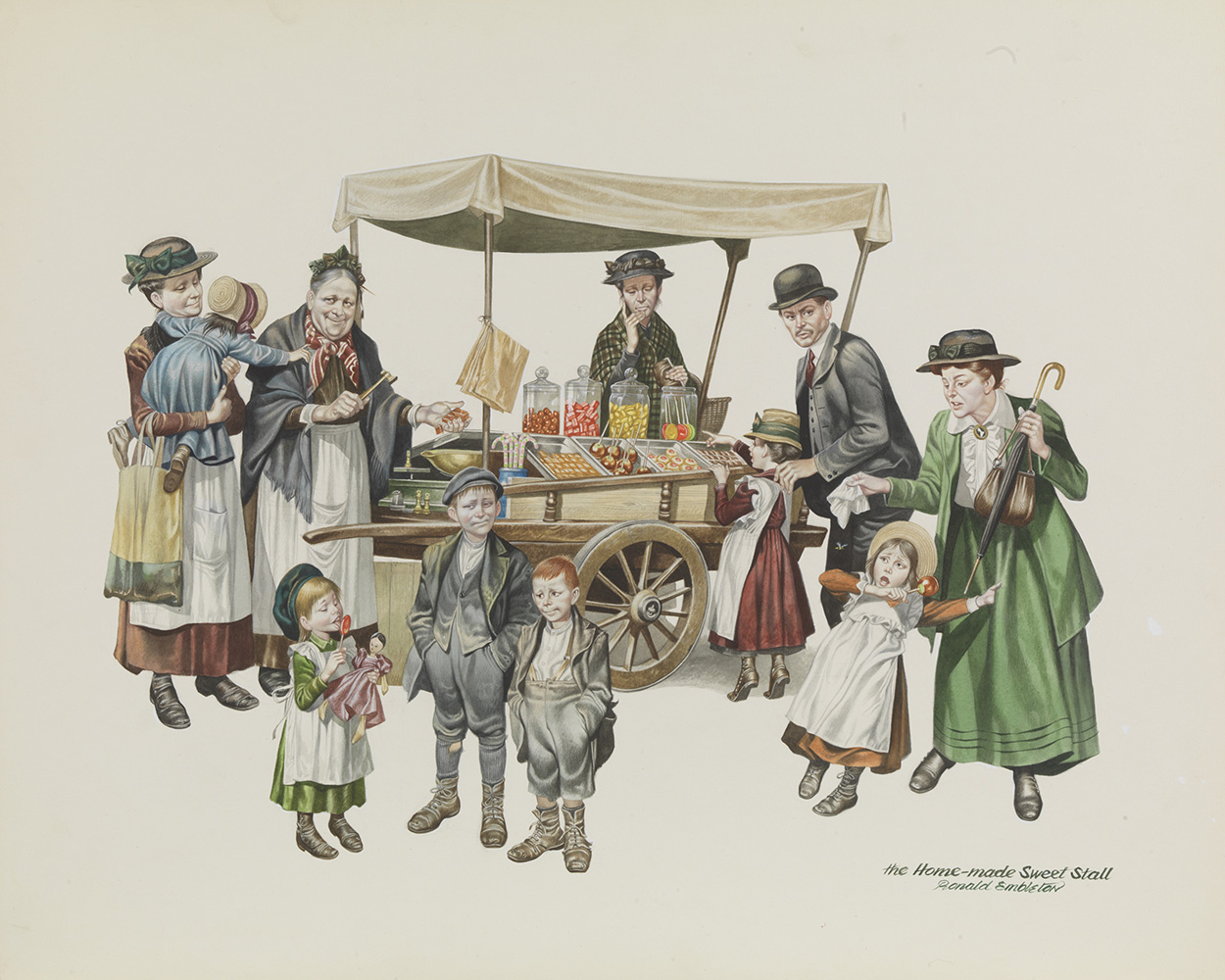 The Homemade Sweet Stall (Original) (Signed) art by Victorian and Edwardian Britain (Ron Embleton) at The Illustration Art Gallery