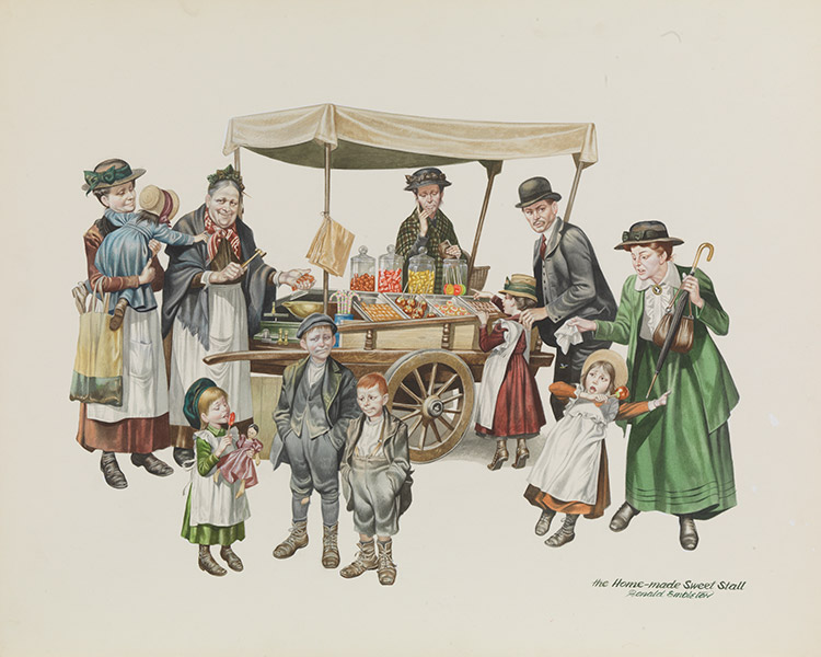 The Homemade Sweet Stall (Original) (Signed) by Victorian and Edwardian Britain (Ron Embleton) at The Illustration Art Gallery