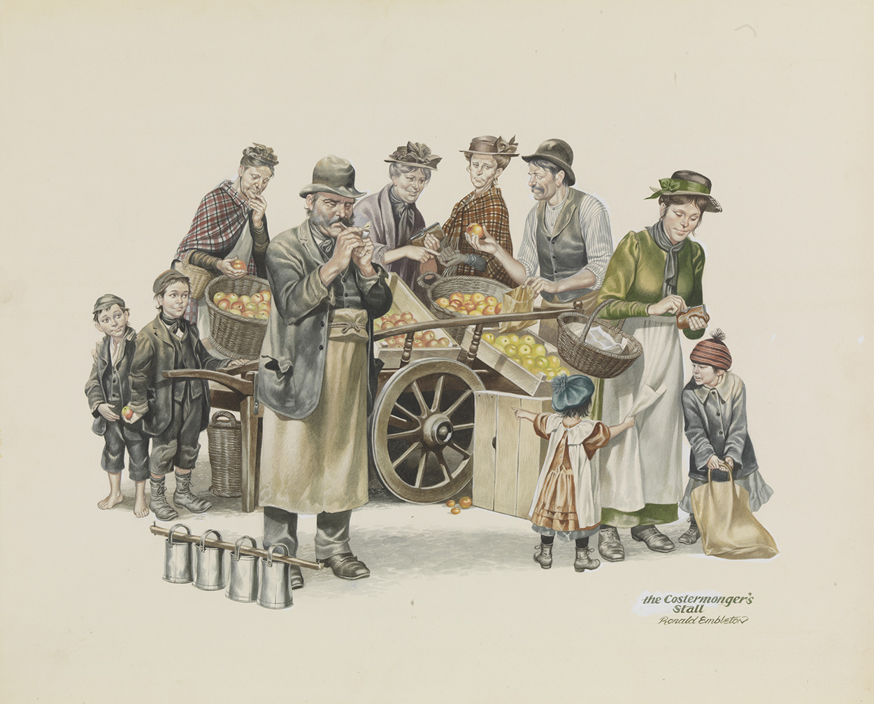 The Coster Mongers Stall (Original) (Signed) art by Victorian and Edwardian Britain (Ron Embleton) at The Illustration Art Gallery