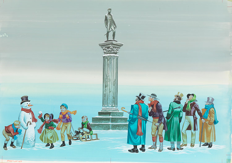 The Happy Prince: Statue in the Snow (Original) by The Happy Prince (Ron Embleton) at The Illustration Art Gallery