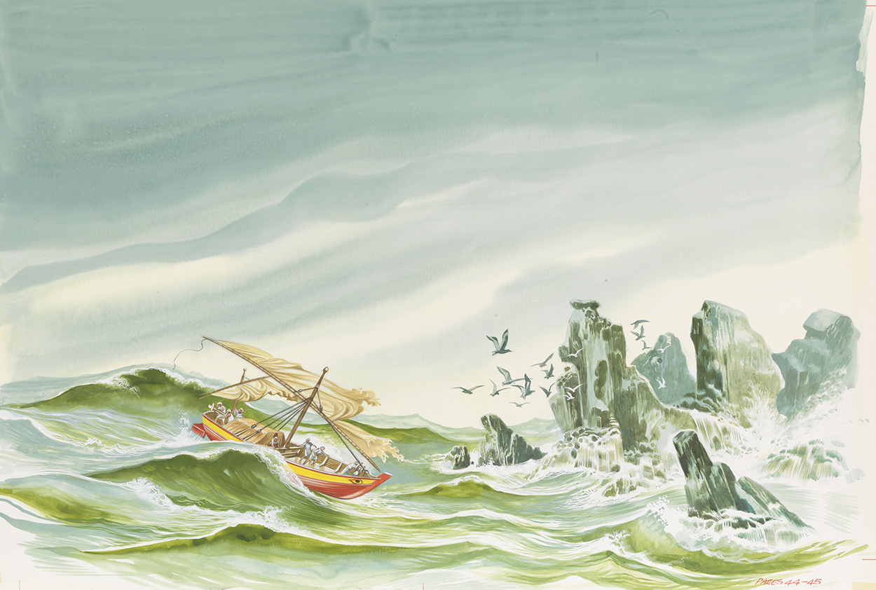 Sinbad the Sailor - Stormy Seas (Original) art by Sinbad the Sailor (Ron Embleton) at The Illustration Art Gallery