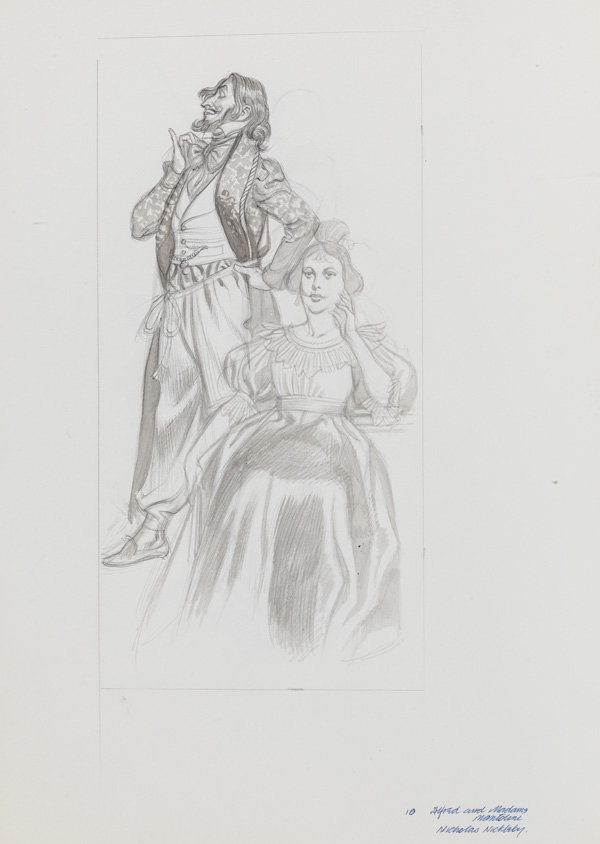 Nicholas Nickleby - Alfred and Madame Mantalini (Original) by Charles Dickens (Ron Embleton) at The Illustration Art Gallery