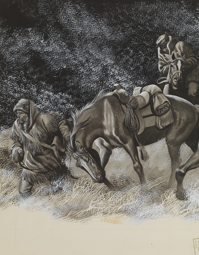 Tired Riders and Horses heading Home (Original) art by The Winning of the West (Ron Embleton) at The Illustration Art Gallery