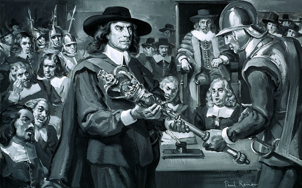 Oliver Cromwell and the Long Parliament (Original) (Signed) art by Paul Rainer at The Illustration Art Gallery