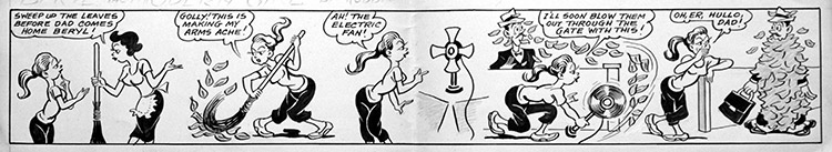 Beryl the Modern Girl: Fan Trouble (Original) by Walter (Wally) Robertson at The Illustration Art Gallery