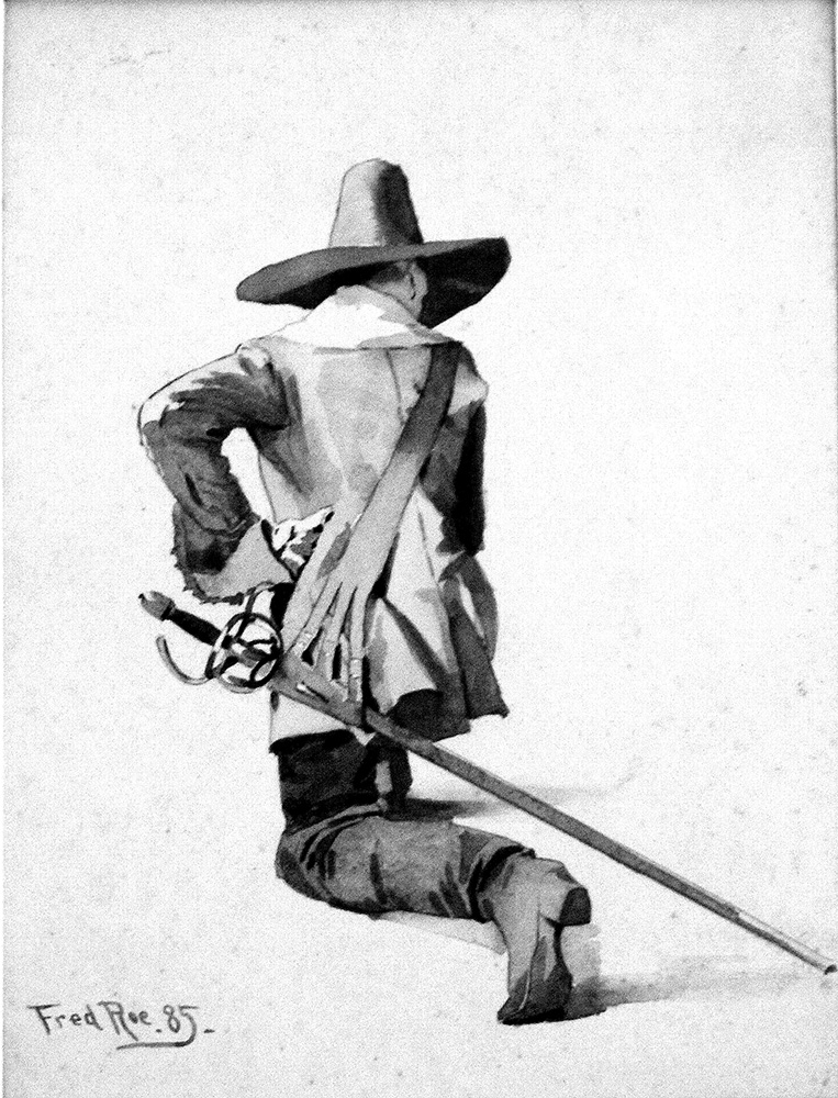 Study of a Roundhead Cavalry Officer (Original) (Signed) art by Fred Roe Art at The Illustration Art Gallery