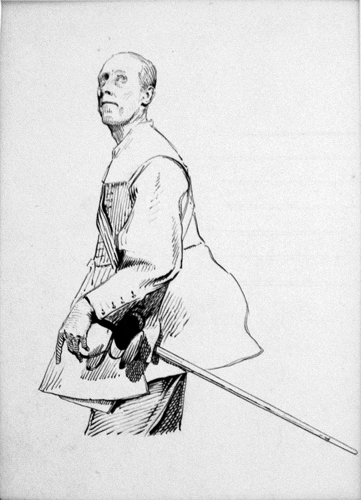 Pen and Ink Portrait of a Roundhead Cavalry Officer (Original) art by Fred Roe at The Illustration Art Gallery