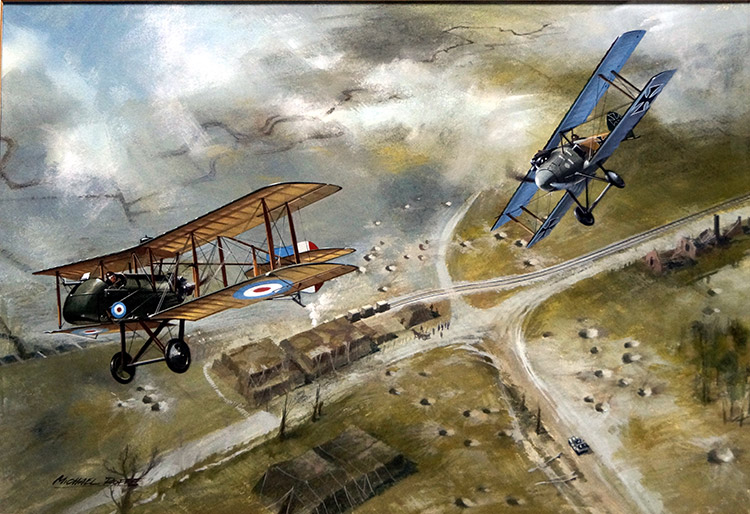 Richthofen's Air Duel (Original) (Signed) by Michael Roffe at The Illustration Art Gallery