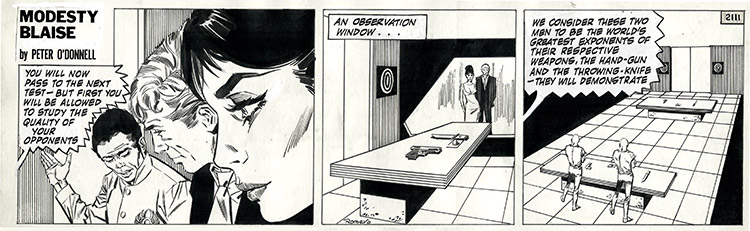 Modesty Blaise strip 2111 - Warlords of Phoenix - Very Early Romero Modesty Blaise strip (Original) (Signed) by Modesty Blaise (Romero) Art at The Illustration Art Gallery