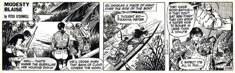 Modesty Blaise strip 2328 - Piranha (Original) (Signed) by Modesty Blaise (Romero) Art at The Illustration Art Gallery