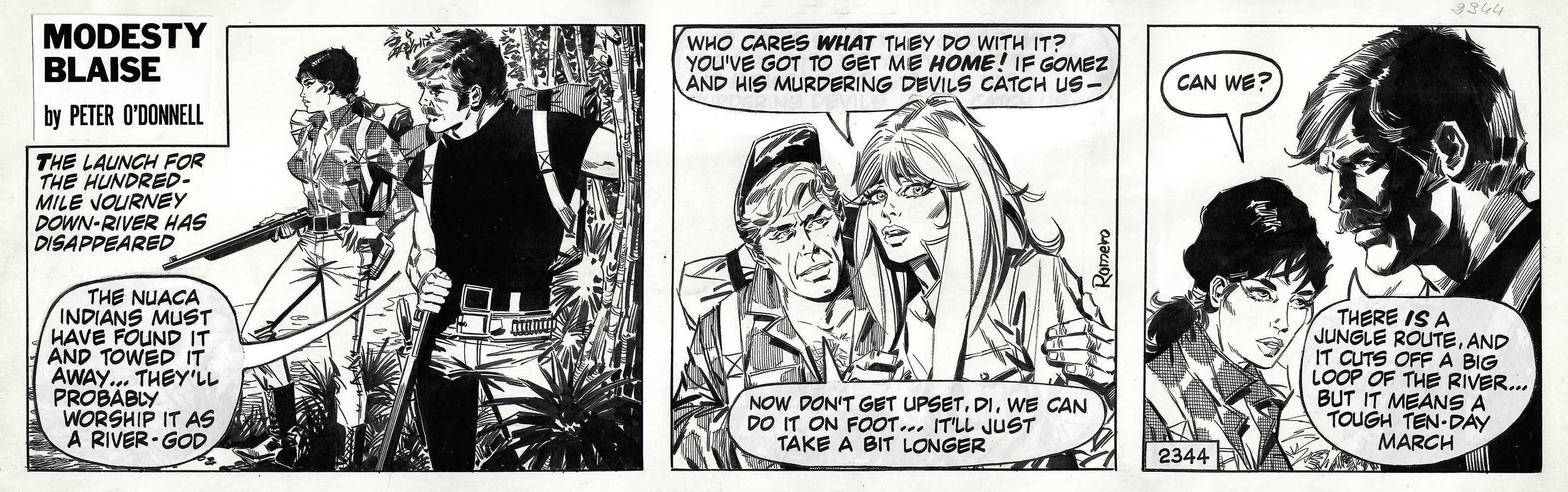 Modesty Blaise strip 2344 - The Vanishing Escape Route (Original) (Signed) art by Modesty Blaise (Romero) Art at The Illustration Art Gallery