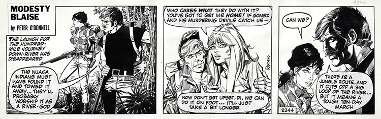 Modesty Blaise strip 2344 - The Vanishing Escape Route (Original) (Signed) by Modesty Blaise (Romero) Art at The Illustration Art Gallery