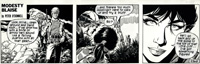Modesty Blaise strip 2365 - The Green Eyed Monster: Falling Dustbin (Original) (Signed)