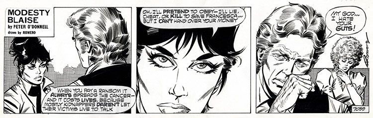 Modesty Blaise daily strip 7059 (Original) (Signed) by Modesty Blaise (Romero) Art at The Illustration Art Gallery