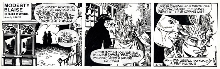 Modesty Blaise daily strip #7070 - Ransom (Original) (Signed) by Modesty Blaise (Romero) Art at The Illustration Art Gallery