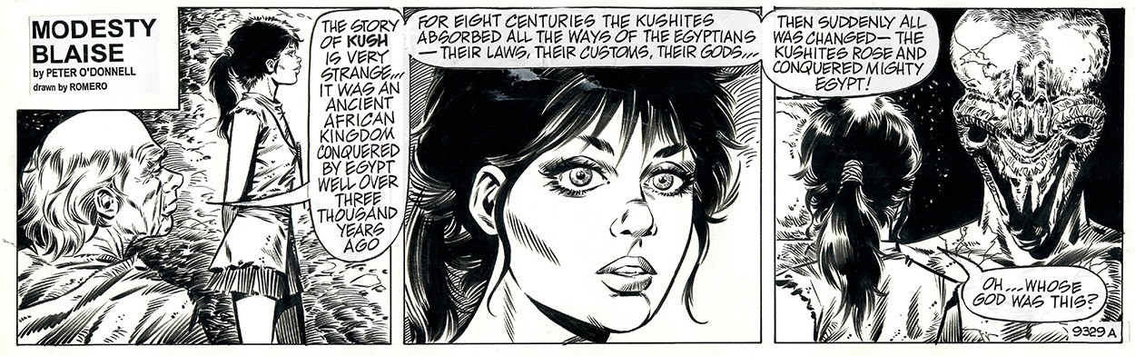 Modesty Blaise daily strip #9329a - Modesty and her Mentor Lob (Original) art by Modesty Blaise (Romero) Art at The Illustration Art Gallery
