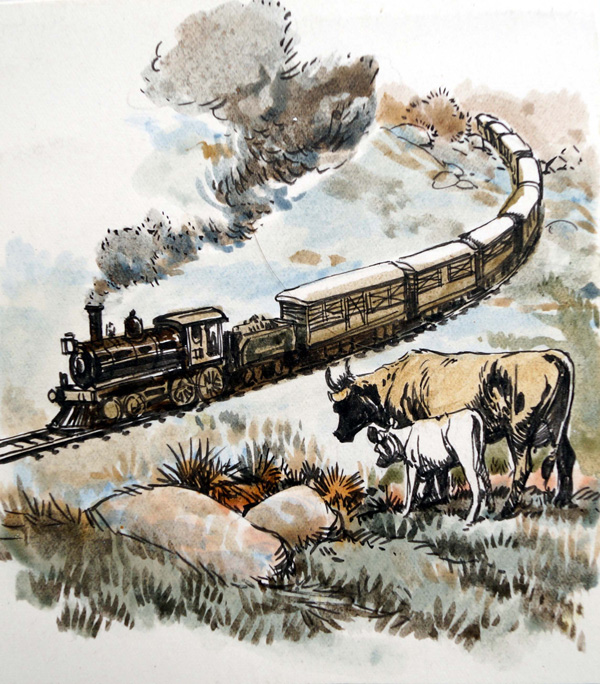 Black Beauty - The Railway Cows (Original) by Black Beauty (Carlos Roume) Art at The Illustration Art Gallery