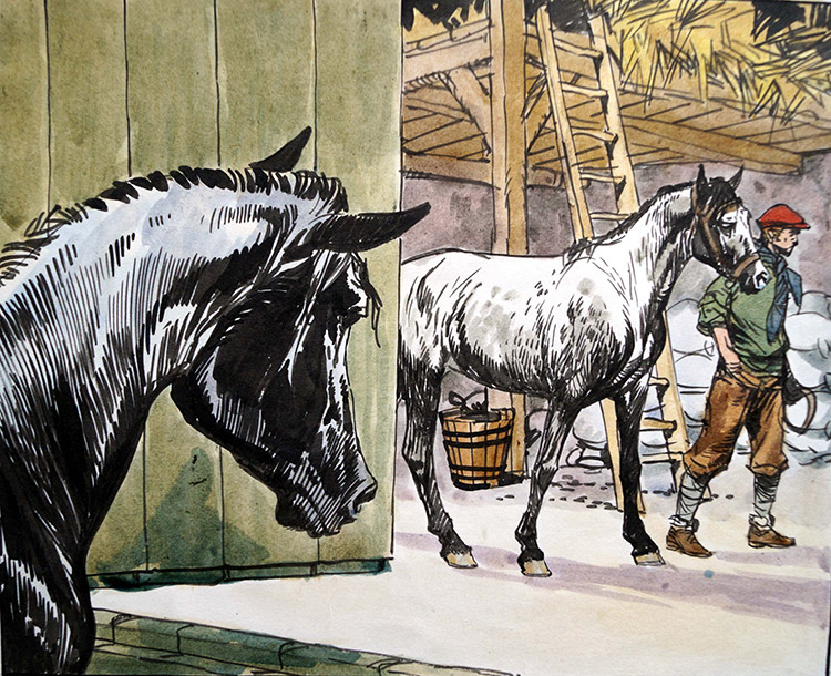 Black Beauty - In The Stable (Original) by Black Beauty (Carlos Roume) Art at The Illustration Art Gallery