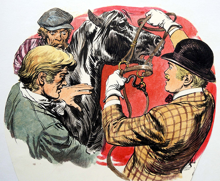 Black Beauty - Fixing The Bridle (Original) by Black Beauty (Carlos Roume) Art at The Illustration Art Gallery